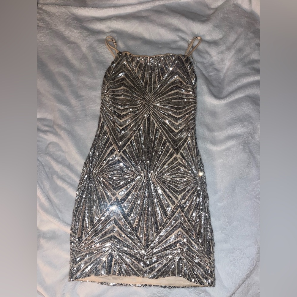 Lulus Silver Sequin Body-con Dress